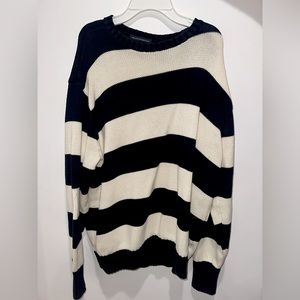 BRANDY MELVILLE John Galt Cream & Navy Striped Brianna Sweater, ONE SIZE